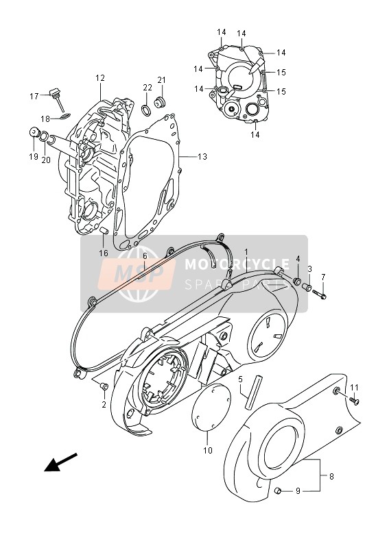 Suzuki UH125(Z)(ZE) BURGMAN 2013 Crankcase Cover for a 2013 Suzuki UH125(Z)(ZE) BURGMAN